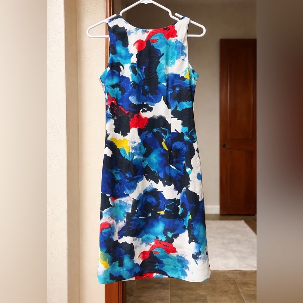 Mario Serrani Italy Watercolor Floral Sheath Dress Size 2 Sleeveless - Picture 3 of 6